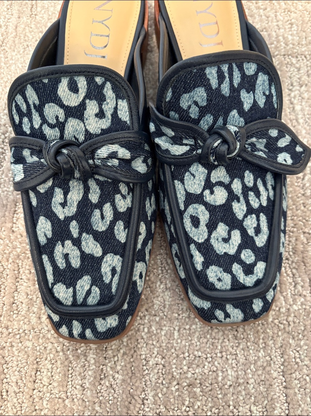 NYDJ Black and Gray Leopard-Print Bow Mules NWT 🙌 - Picture 7 of 10